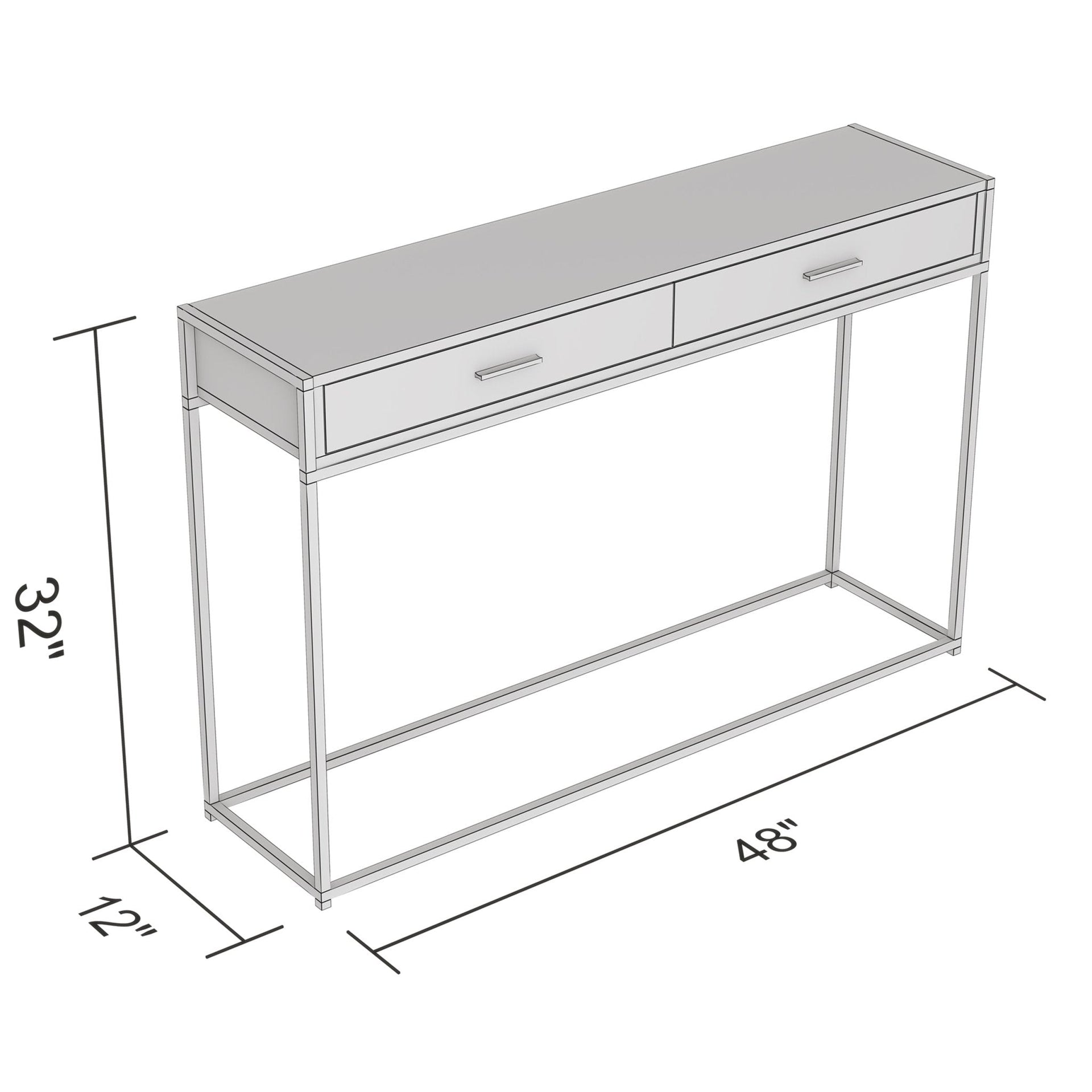 Console Sofa Table Dark Taupe 2 Drawers Black Metal Frame