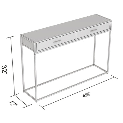 Console Sofa Table Dark Taupe 2 Drawers Black Metal Frame