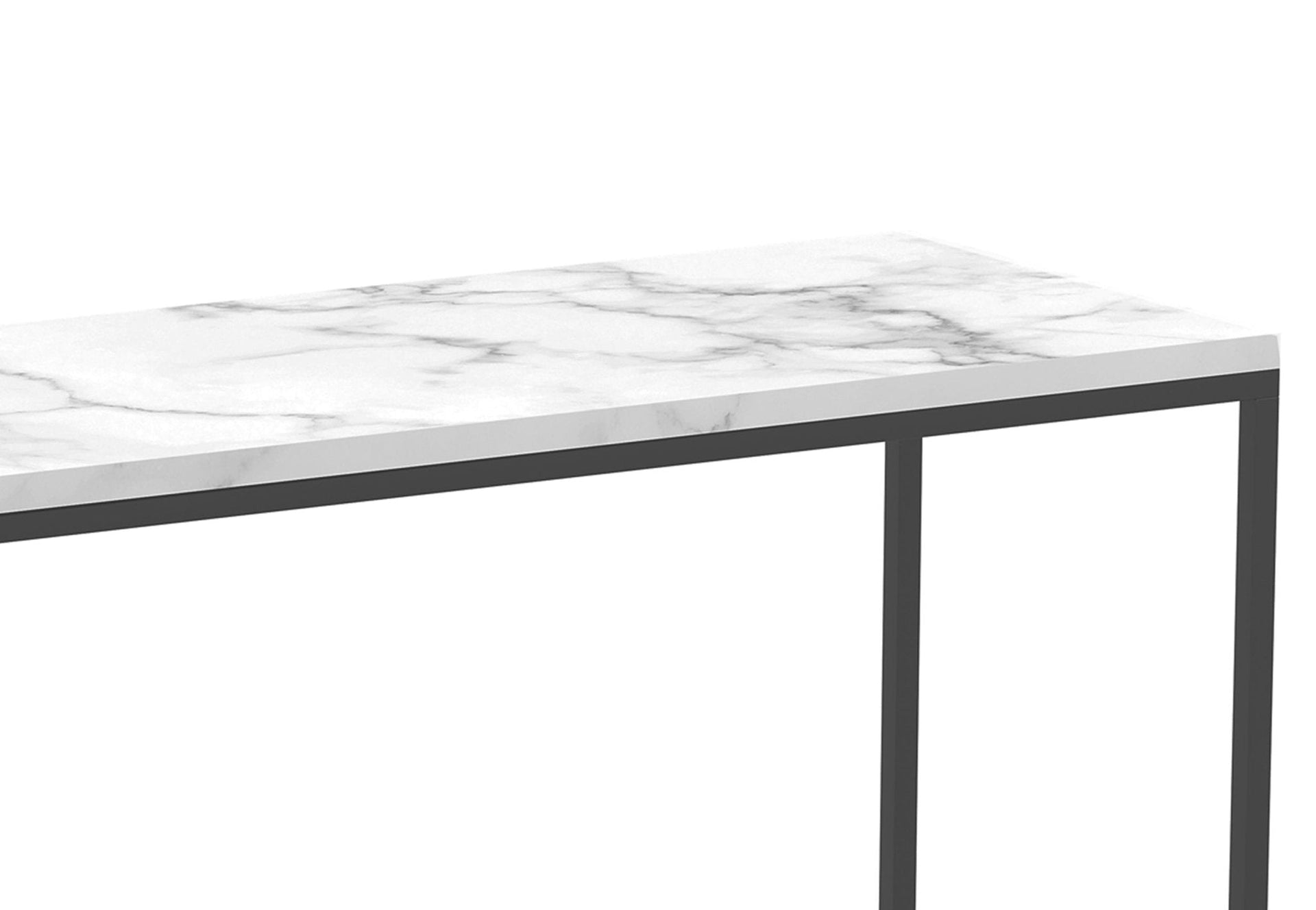 Console Sofa Table Marble Look Black Metal Base