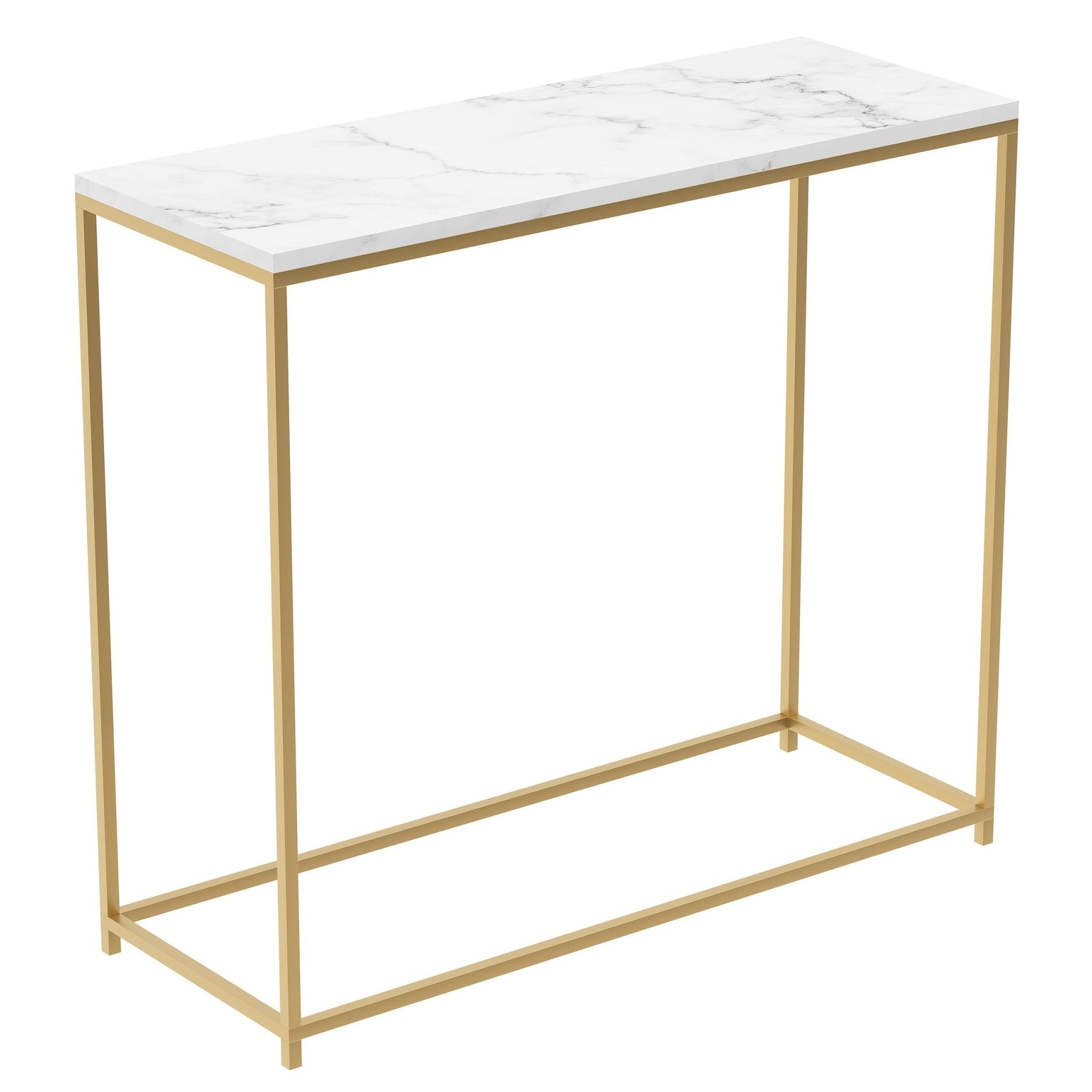 Console Sofa Table Marble Look Gold Metal Frame