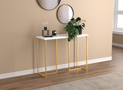 Console Sofa Table Marble Look Gold Metal Frame