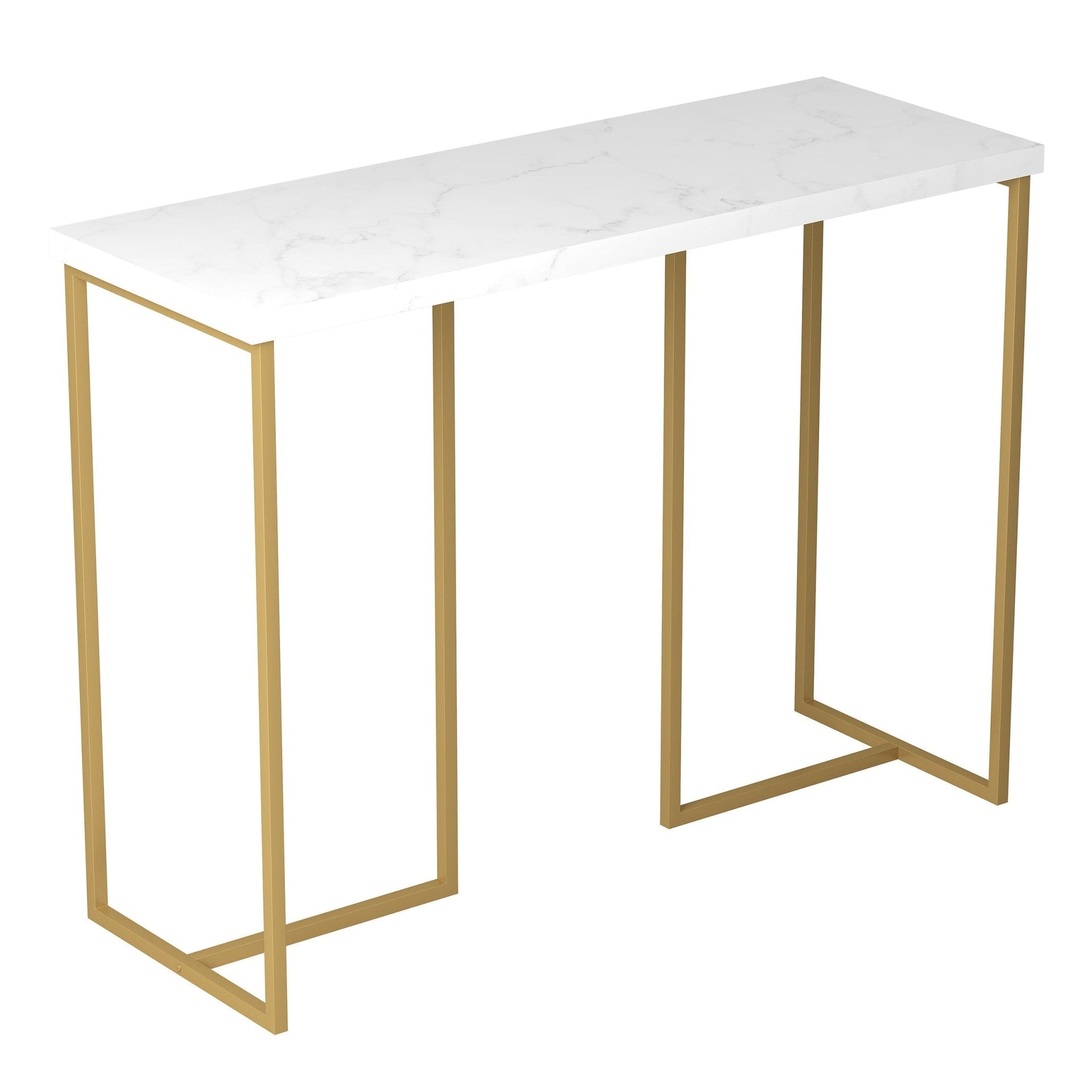 Console Sofa Table Marble Look Gold Metal Frame