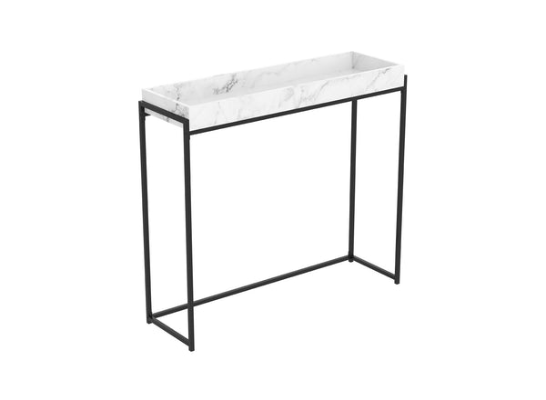 Console Sofa Table Marble Look Sunken Tray