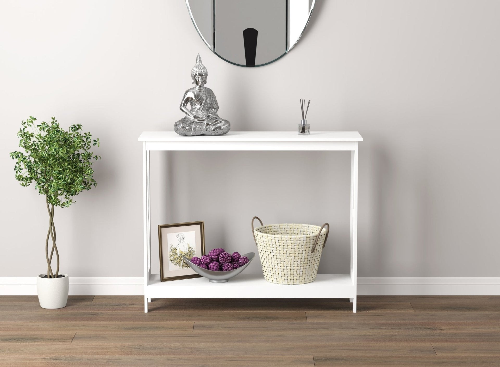 Console Sofa Table White 1 Shelf
