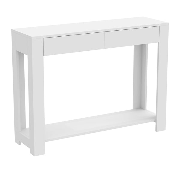 Console Sofa Table White 2 Drawers 1 Shelf