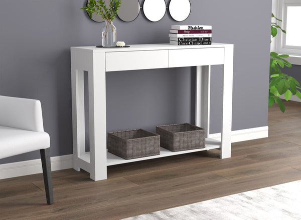 Console Sofa Table White 2 Drawers 1 Shelf