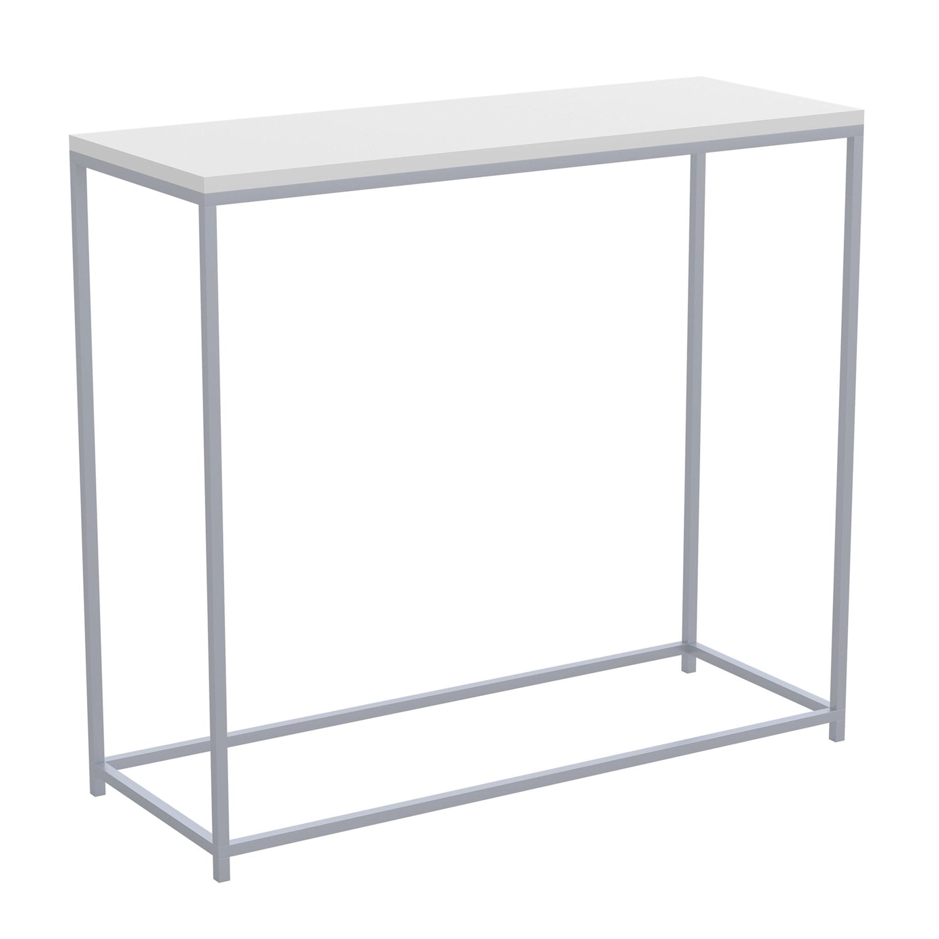 Console Sofa Table White Silver Metal Base