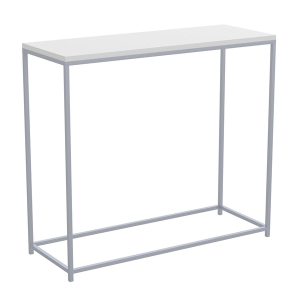 Console Sofa Table White Silver Metal Base
