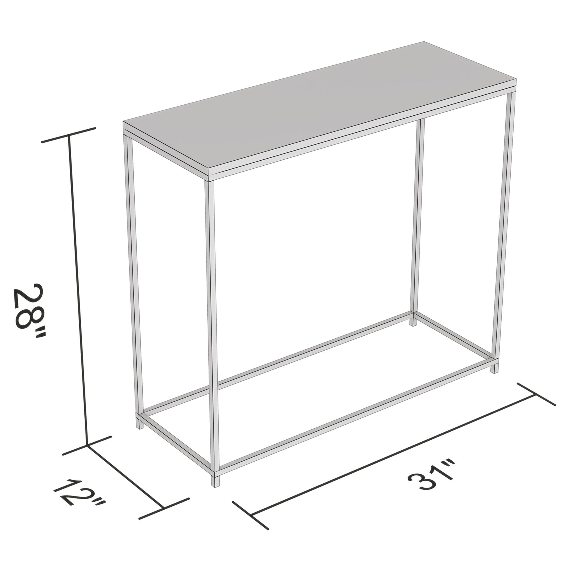 Console Sofa Table White Silver Metal Base