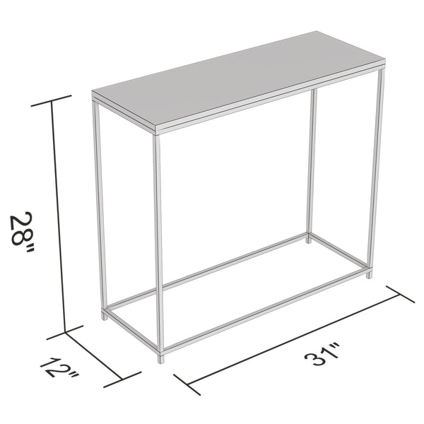 Console Sofa Table White Silver Metal Base
