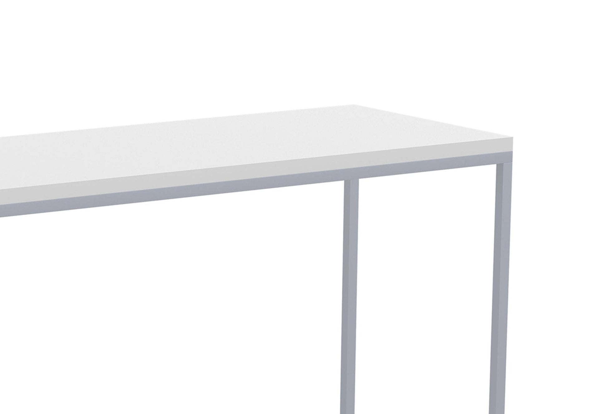 Console Sofa Table White Silver Metal Base
