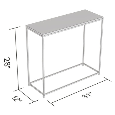 Console Sofa Table White Top Black Metal Base