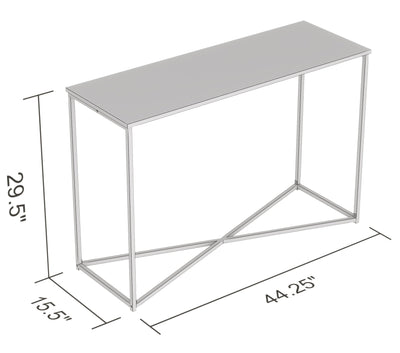 Console Sofa Table with Dark Taupe Top and Black Metal Base