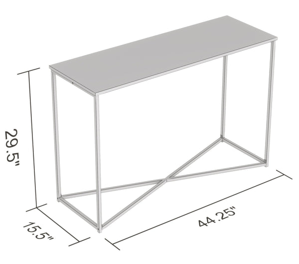 Console Sofa Table with Dark Taupe Top and Black Metal Base