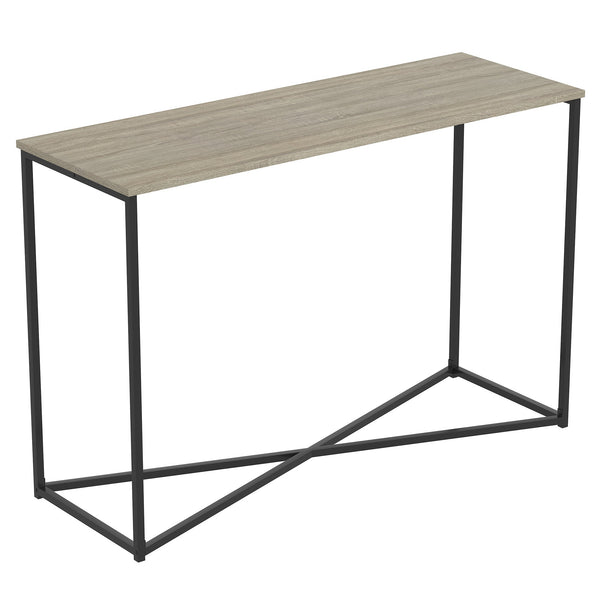 Console Sofa Table with Dark Taupe Top and Black Metal Base