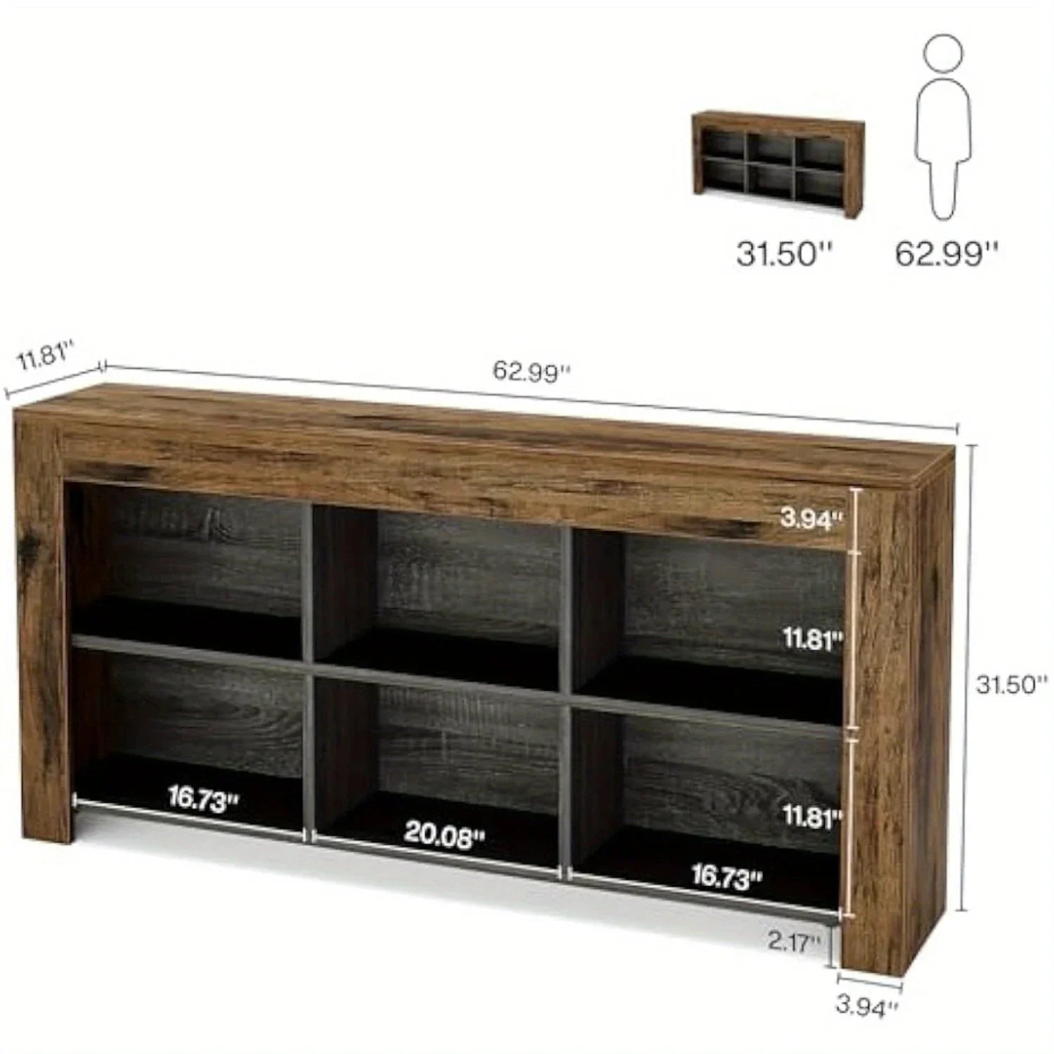 Console Table - Rustic Wood 63-Inch