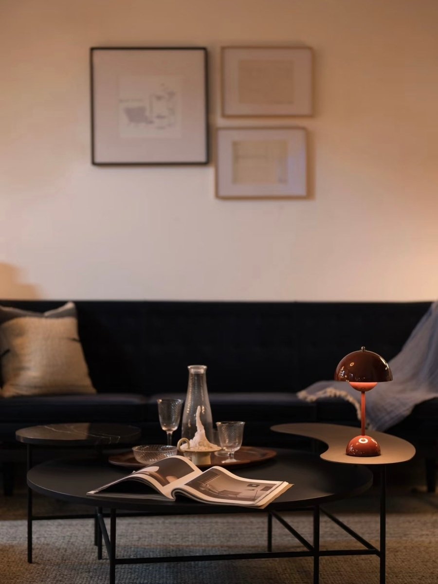 Contemporary Cordless Portable Cute Mushroom Table Lamp, Flowerpot VP9