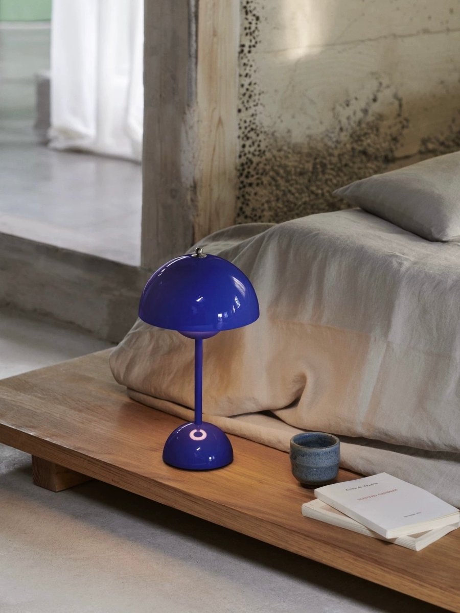 Contemporary Cordless Portable Cute Mushroom Table Lamp, Flowerpot VP9