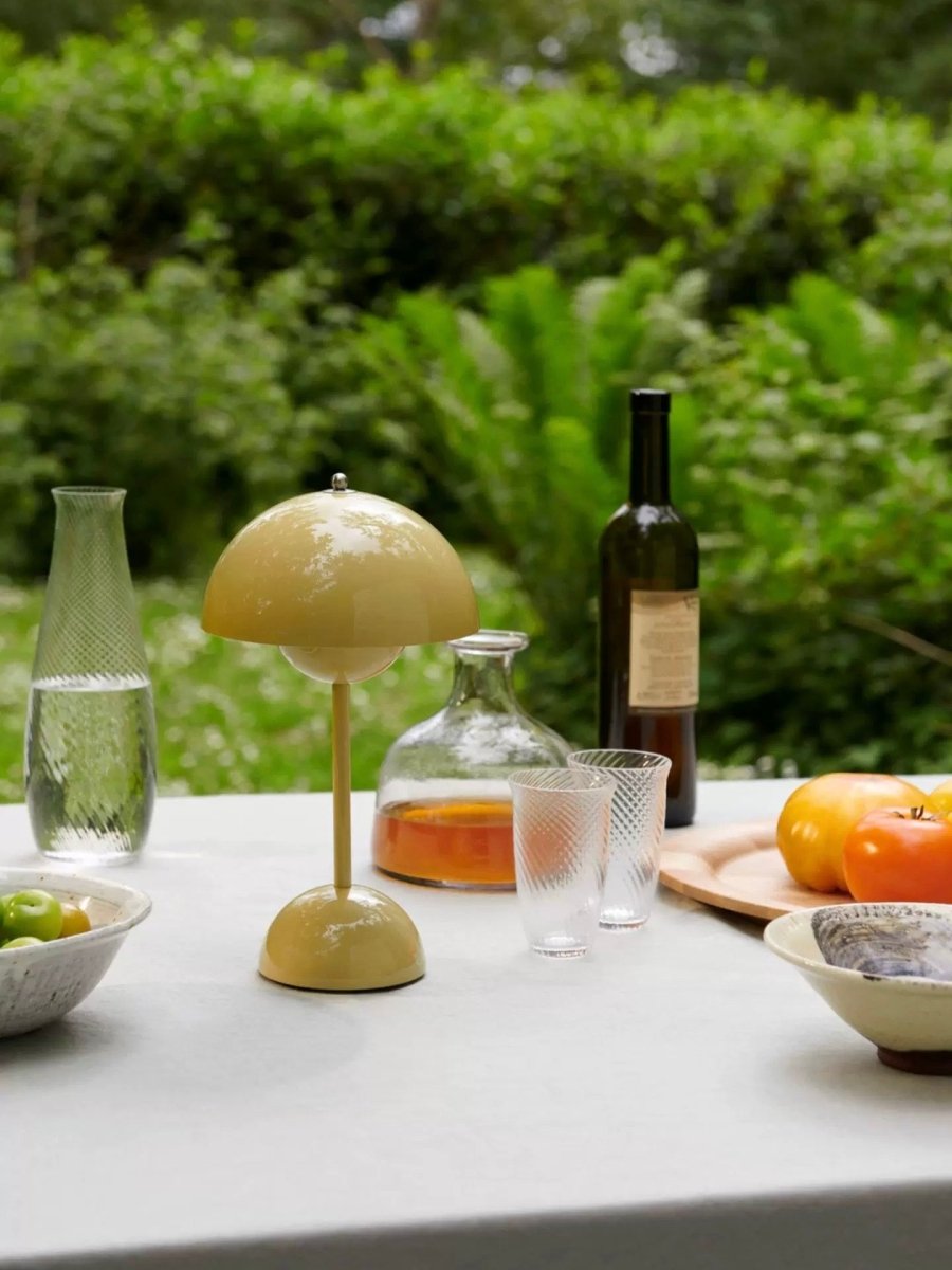 Contemporary Cordless Portable Cute Mushroom Table Lamp, Flowerpot VP9