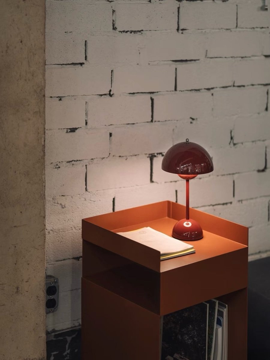 Contemporary Cordless Portable Cute Mushroom Table Lamp, Flowerpot VP9