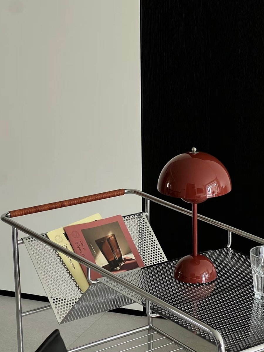 Contemporary Cordless Portable Cute Mushroom Table Lamp, Flowerpot VP9