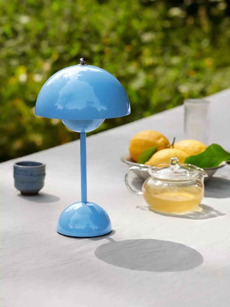 Contemporary Cordless Portable Cute Mushroom Table Lamp, Flowerpot VP9