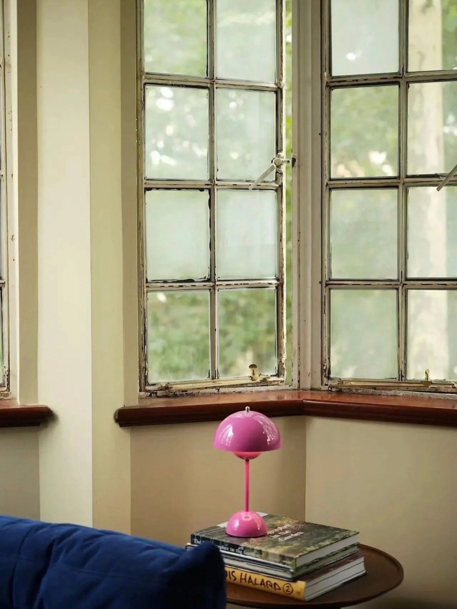 Contemporary Cordless Portable Cute Mushroom Table Lamp, Flowerpot VP9