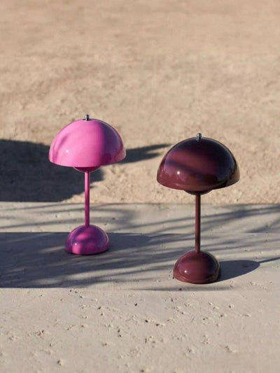 Contemporary Cordless Portable Cute Mushroom Table Lamp, Flowerpot VP9