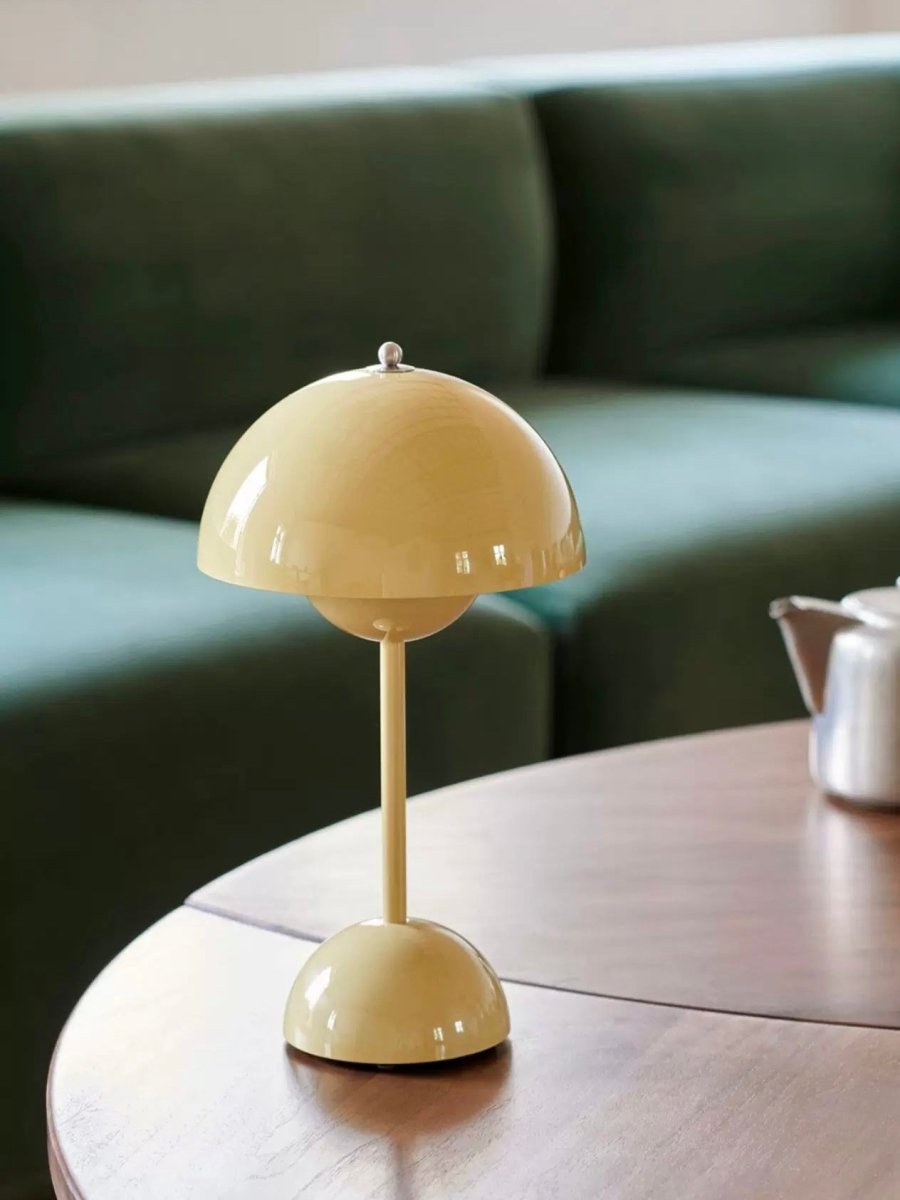 Contemporary Cordless Portable Cute Mushroom Table Lamp, Flowerpot VP9