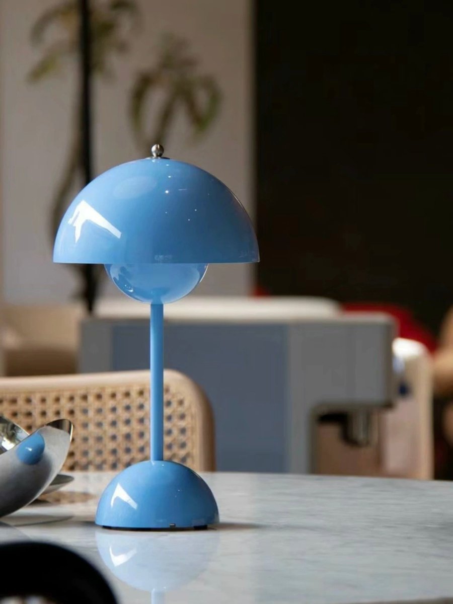 Contemporary Cordless Portable Cute Mushroom Table Lamp, Flowerpot VP9