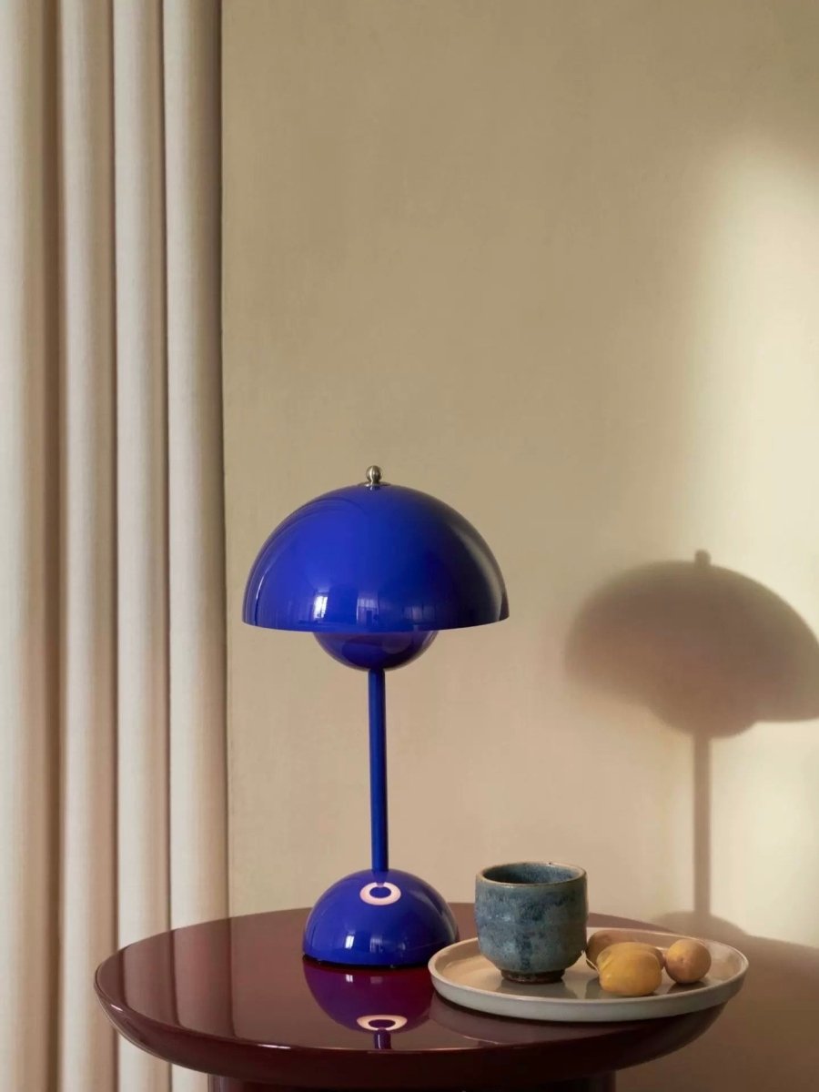 Contemporary Cordless Portable Cute Mushroom Table Lamp, Flowerpot VP9