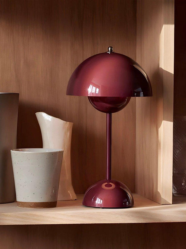 Contemporary Cordless Portable Cute Mushroom Table Lamp, Flowerpot VP9
