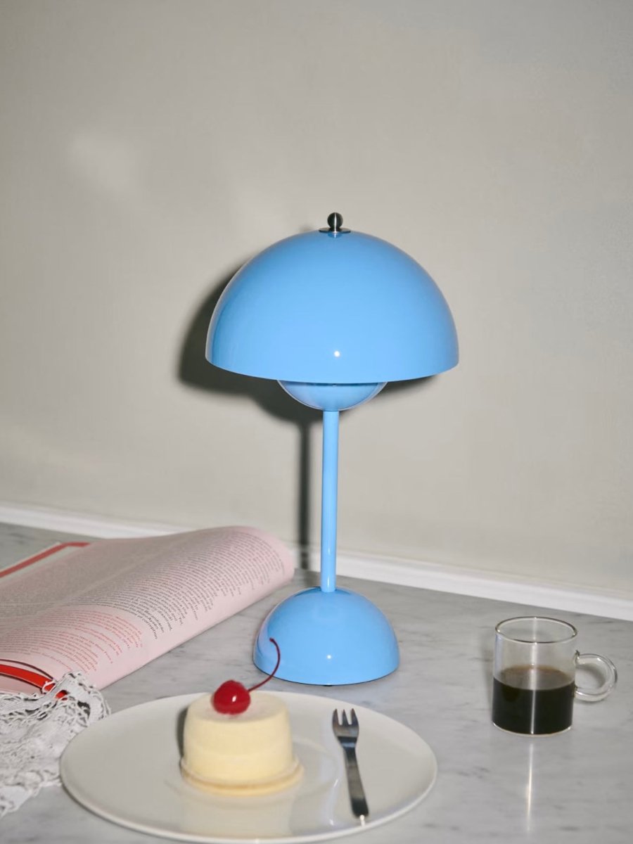 Contemporary Cordless Portable Cute Mushroom Table Lamp, Flowerpot VP9