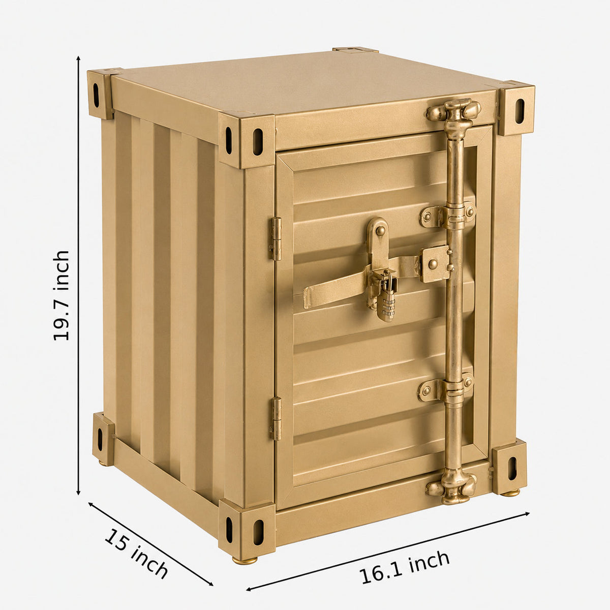Industrial Metal Storage Cabinet, Side Table – Gold