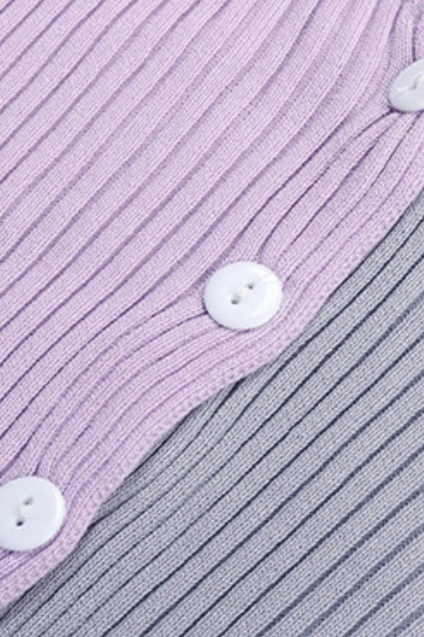 Contrast Button Up Long Sleeve Cardigan