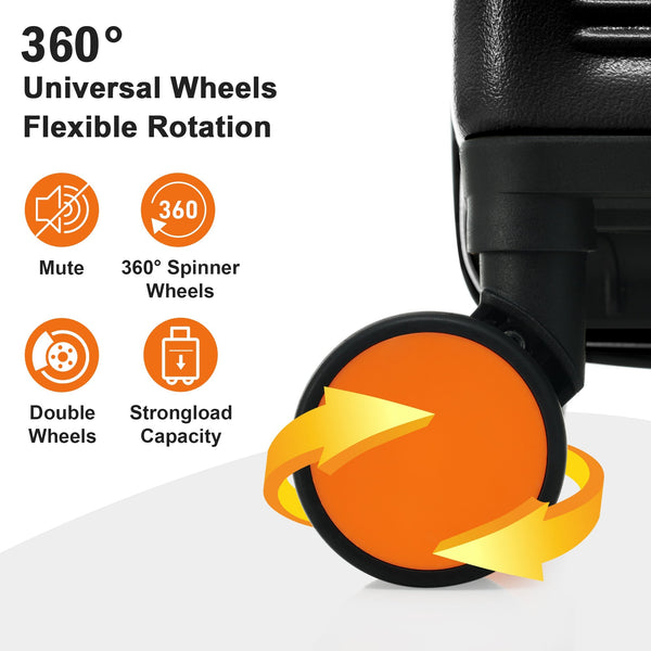 Contrast Color Hardshell Luggage 24inch Expandable Spinner Suitcase with TSA Lock Lightweight Black + ABS