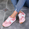 Contrast Round Toe Flat Sneakers - Pink / 36(US5)