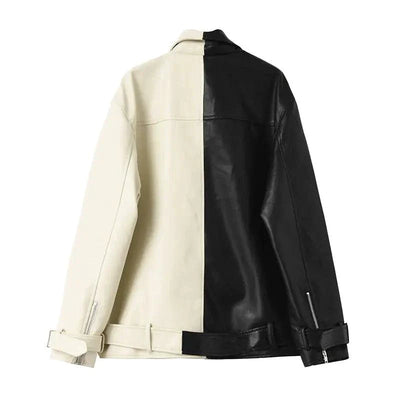 Contrast Vegan Leather Jacket