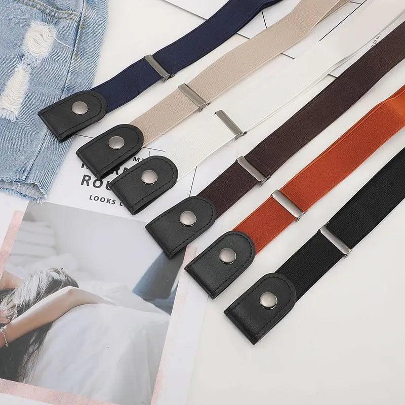 Cool Buckle-Free Stretch Elastic Waist Belt Unisex Style No Buckle Fashion Waistbands For Men And Women Simple Black Stretch Belt Invisible Elastic Belt For Jeans Pants Dresses