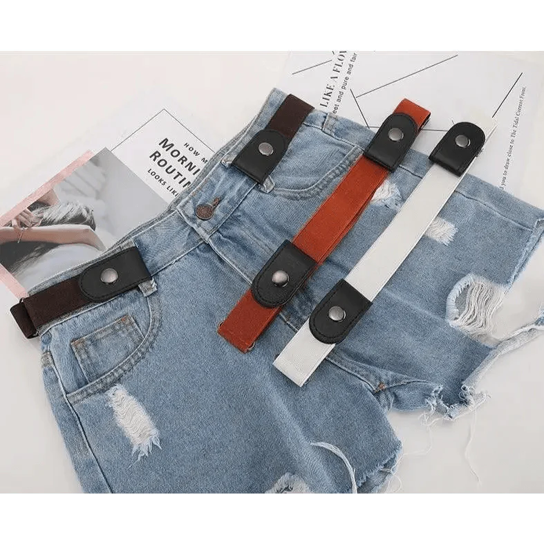 Cool Buckle-Free Stretch Elastic Waist Belt Unisex Style No Buckle Fashion Waistbands For Men And Women Simple Black Stretch Belt Invisible Elastic Belt For Jeans Pants Dresses