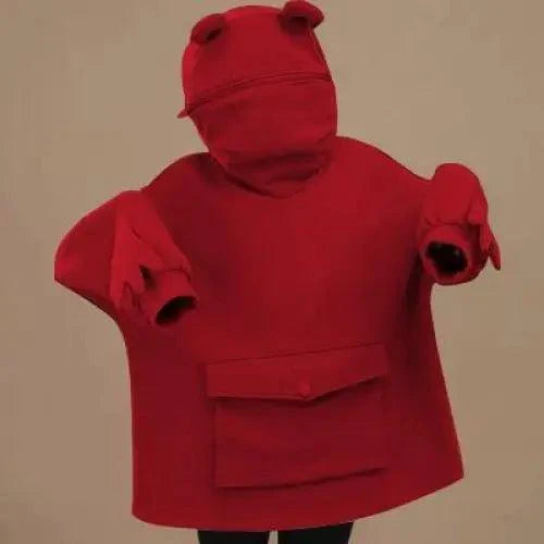 Cool Women Hoodie Perfect Sleeping Frog Pullover Winter Sense Hooded Modern Casual Sweatshirts Cute Funny Style Comfortable Frog Pullover Hoodie For Women