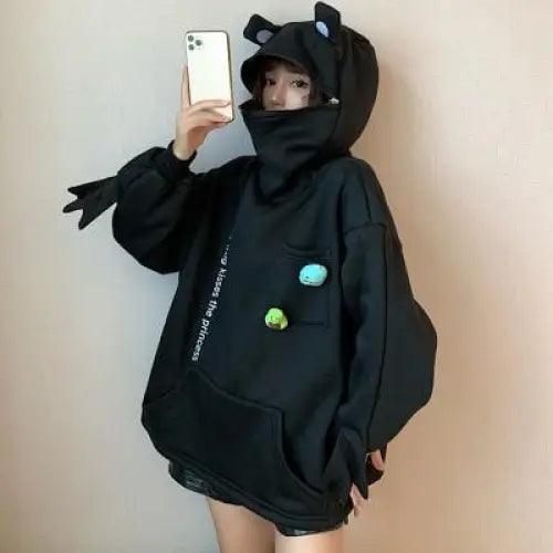 Cool Women Hoodie Perfect Sleeping Frog Pullover Winter Sense Hooded Modern Casual Sweatshirts Cute Funny Style Comfortable Frog Pullover Hoodie For Women