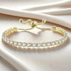Copper Base with Plated Finish Synthetic Cubic Zirconia Inlay Adjustable Tennis Bracelet for Women