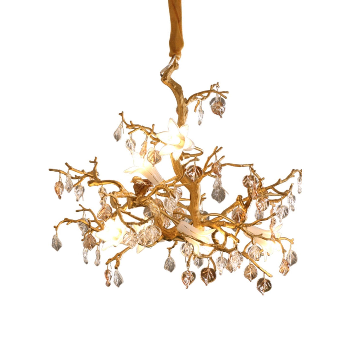 Brass Crystal Branch Chandelier