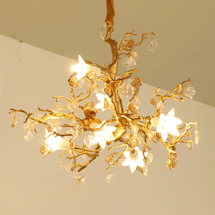 Brass Crystal Branch Chandelier
