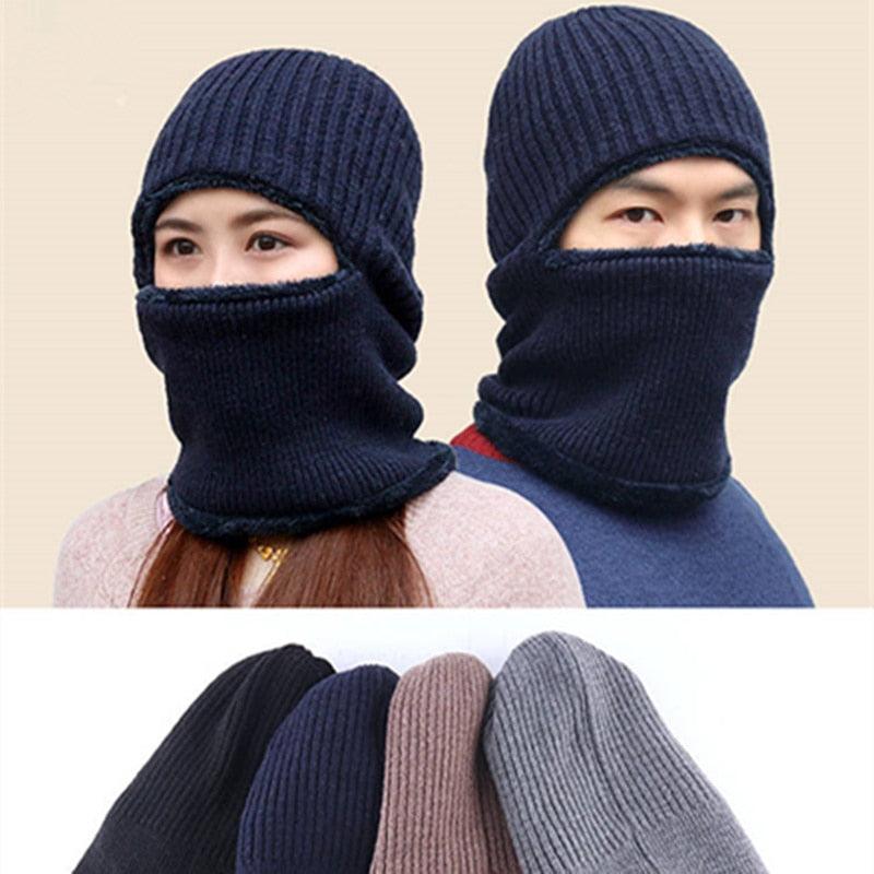 Coral Fleece Winter hat Beanies Hat Scarf Warm Breathable Wool Knitted Hat For women Double Layers Protection Cap Mask Scarf Hat Set Outdoor Sport Warm Beanies Hat For Men Knitted Hats Bandana Hiking Camping Kid Neck Warmer Cap