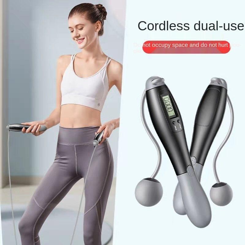Cordless Electronic Skipping Rope Gym Fitness Cordless Skipping Smart Jump Rope With LCD Screen Counting Speed Skipping Rope With Calorie Counter Adjustable Digital Weighted Jumping Rope For Fitness Exercise Cordless Jump Rope Suitable For Women
