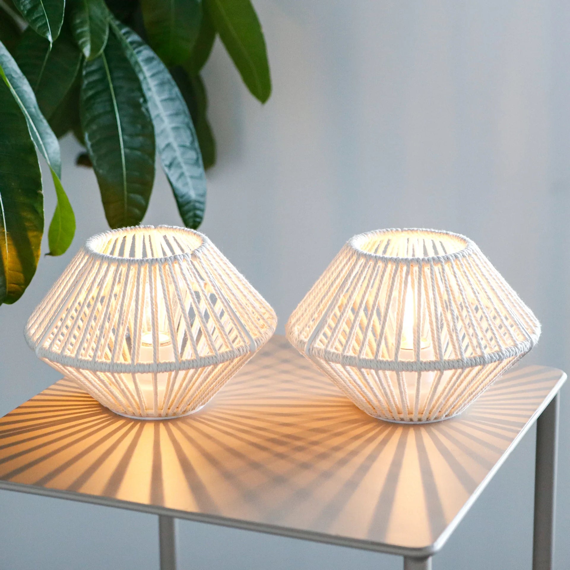 Set of 2 Woven Cotton Rope Table Lamps