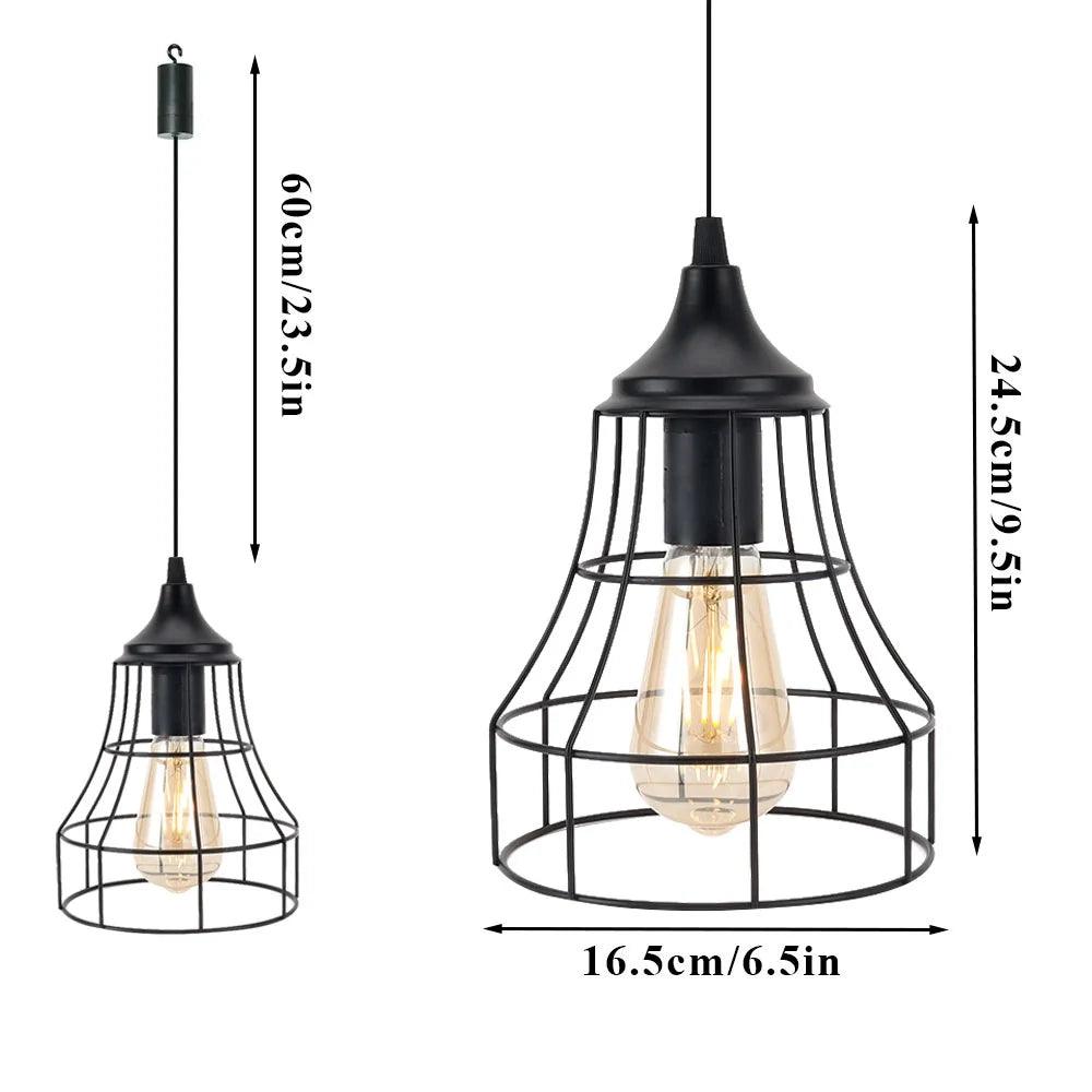 Set of 2 Metal Cage Hanging Lamps