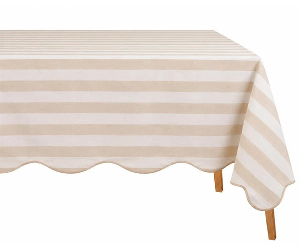 Scalloped Edge Tablecloth - Striped